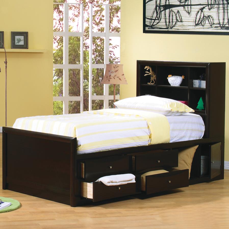 Coaster phoenix contemporary storage bed in cappuccino sale